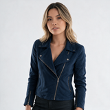 Chaqueta Corta de Ante con Cremallera