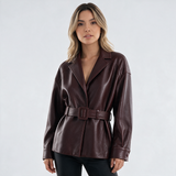 Chaqueta con Cinturón y Solapa Estructurada