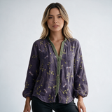 Camisa Estampado de Hojas Vintage