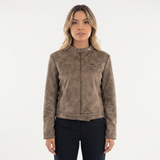 Chaqueta Biker Efecto Ante Cuello Mao