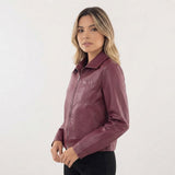 Chaqueta Efecto Piel con Cuello Camisero