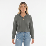 Jersey Cropped con Capucha y Botones