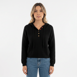 Jersey Cropped con Capucha y Botones