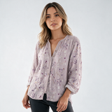 Camisa Estampado de Hojas Vintage