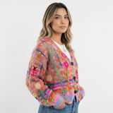 Cárdigan Abierto con Bordado Floral