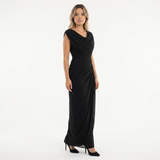Vestido Largo con Cuello Drapeado