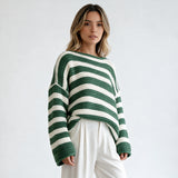 Jersey de Rayas Oversize Cuello Redondo
