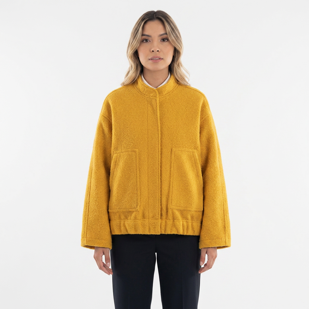 Chaqueta Bomber Bouclé con Bajo Elástico