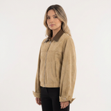 Chaqueta Corta Efecto Ante Cuello Contrastado