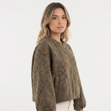 Chaqueta Acolchada con Bordado Vegetal