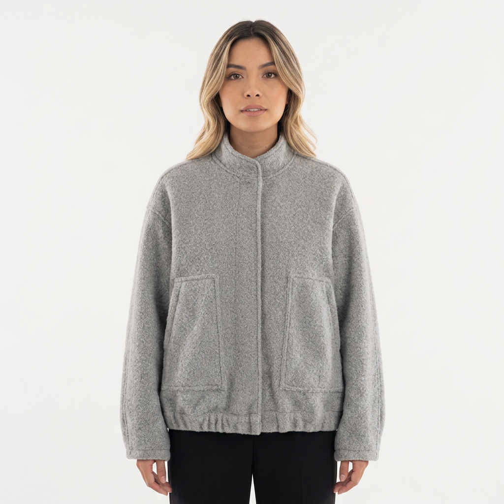 Chaqueta Bomber Bouclé con Bajo Elástico