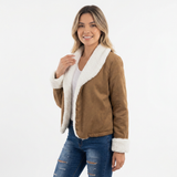 Chaqueta Efecto Ante con Solapas Borreguito