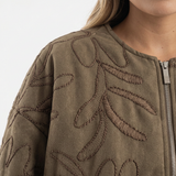 Chaqueta Acolchada con Bordado Vegetal