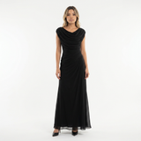 Vestido Largo con Cuello Drapeado