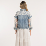 Chaqueta Vaquera Mangas de Encaje Floral