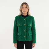 Chaqueta Cuello Redondo Bolsillos con Botones
