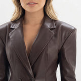 Blazer Hombros Estructurados Efecto Piel