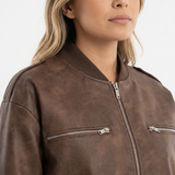 Chaqueta Bomber Cremalleras Efecto Envejecido