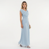 Vestido Largo con Cuello Drapeado