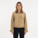 Chaqueta Corta Efecto Ante Cuello Contrastado