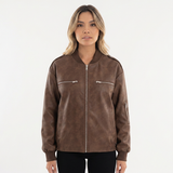 Chaqueta Bomber Cremalleras Efecto Envejecido