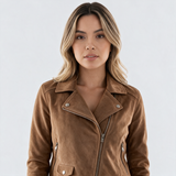 Chaqueta Corta de Ante con Cremallera