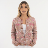 Cárdigan de Punto con Bordado Floral