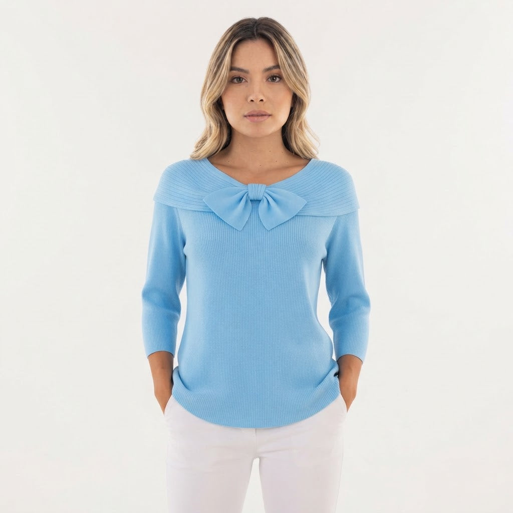 Jersey Entallado con Lazo Decorativo