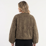Chaqueta Acolchada con Bordado Vegetal