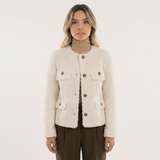 Chaqueta Cuello Redondo Bolsillos con Botones
