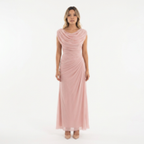 Vestido Largo con Cuello Drapeado