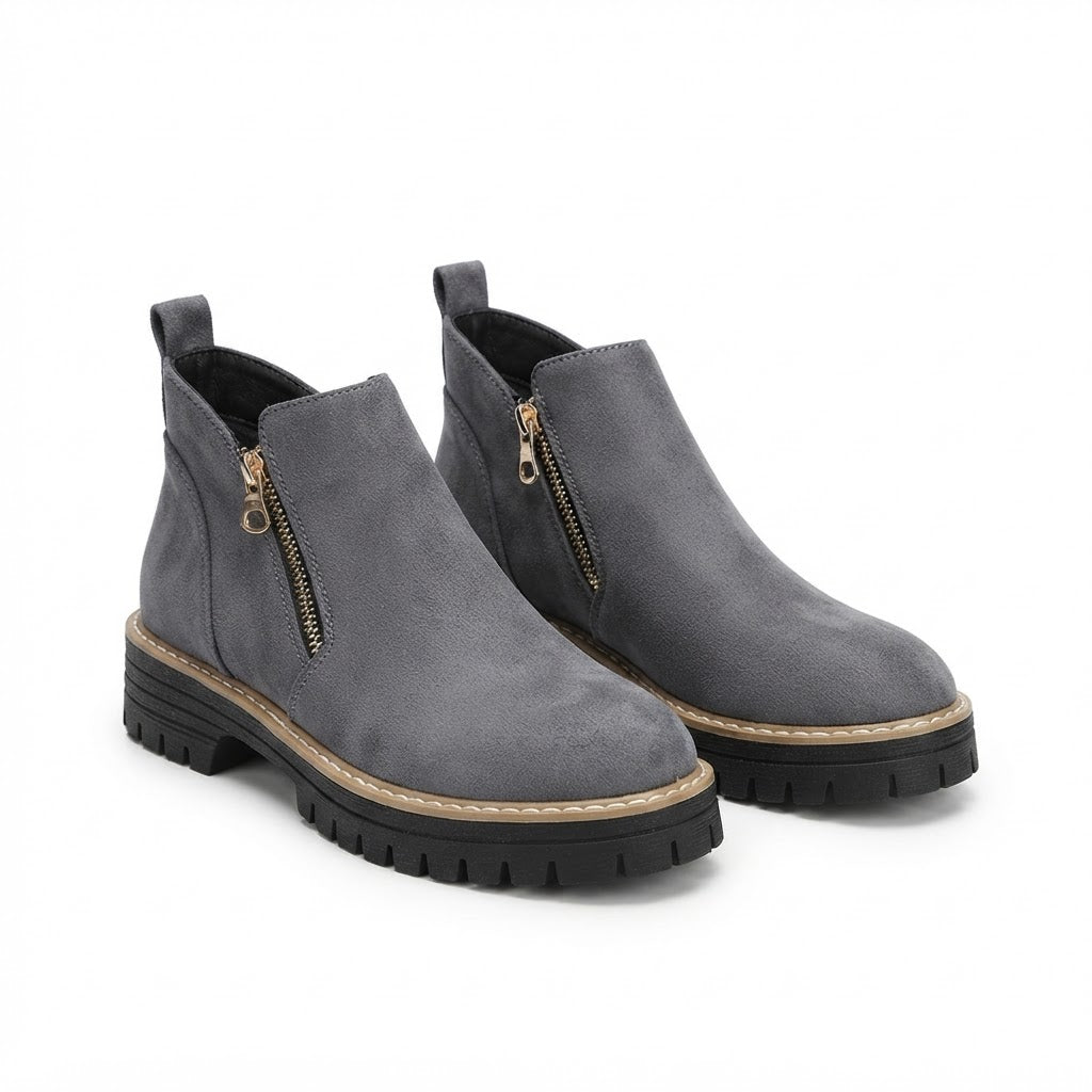 Botines con Suela Gruesa y Cremallera