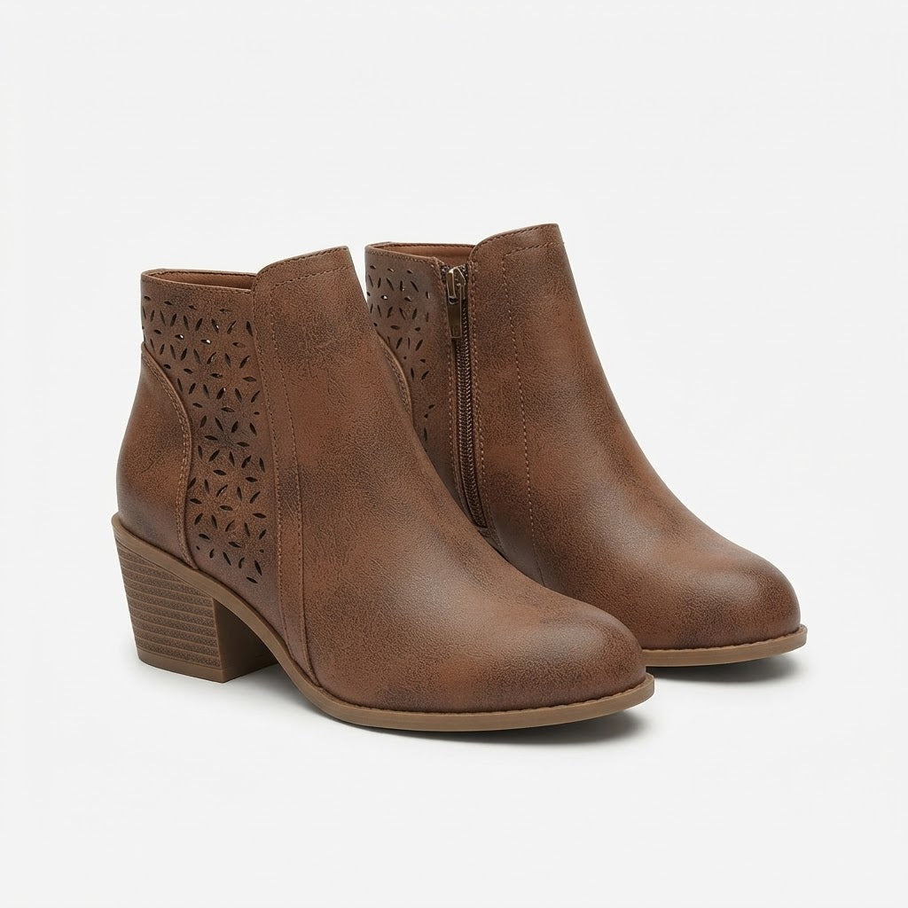 Botines con Tacón Ancho y Calados