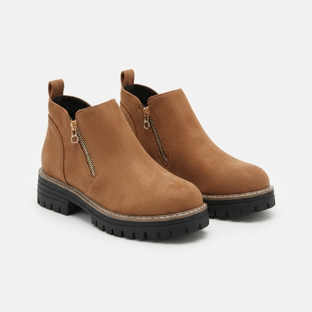 Botines con Suela Gruesa y Cremallera