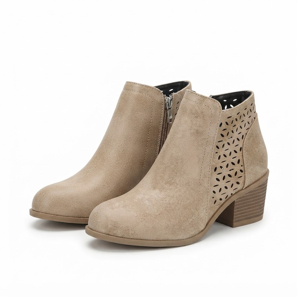 Botines con Tacón Ancho y Calados