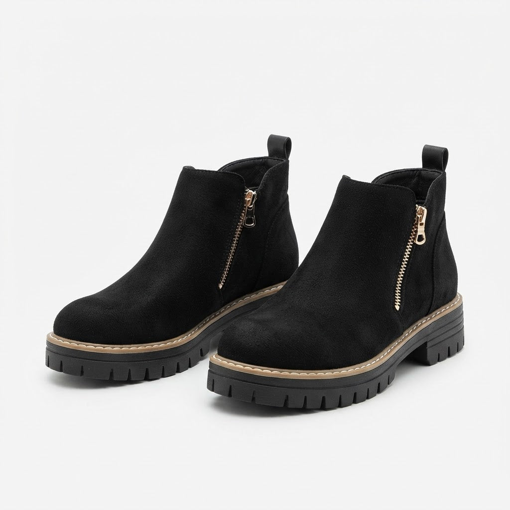 Botines con Suela Gruesa y Cremallera