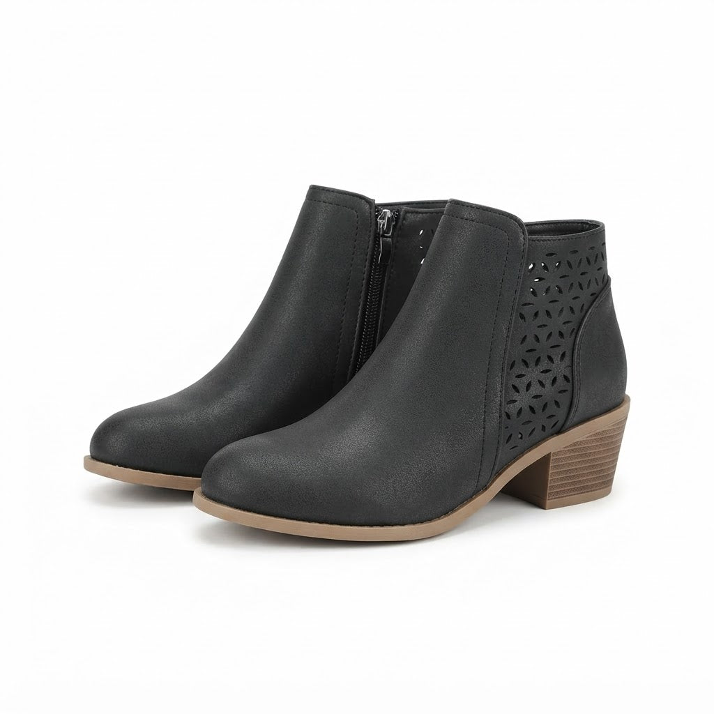 Botines con Tacón Ancho y Calados