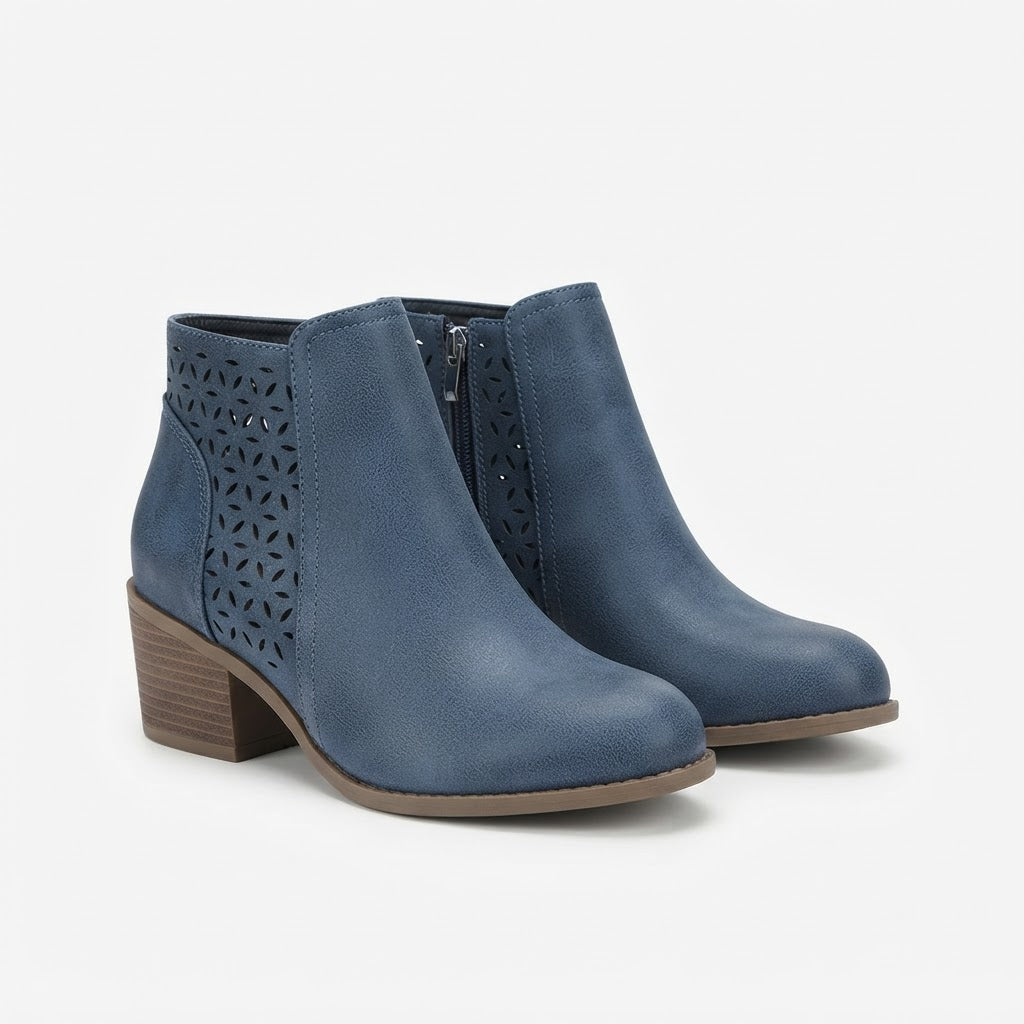 Botines con Tacón Ancho y Calados