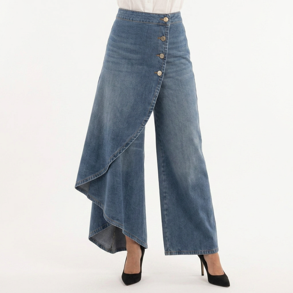 Pantalón Vaquero Ancho de Tiro Alto