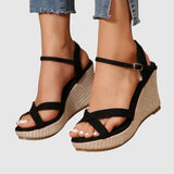 Sandalias de Cuña Esparto Tiras Cruzadas